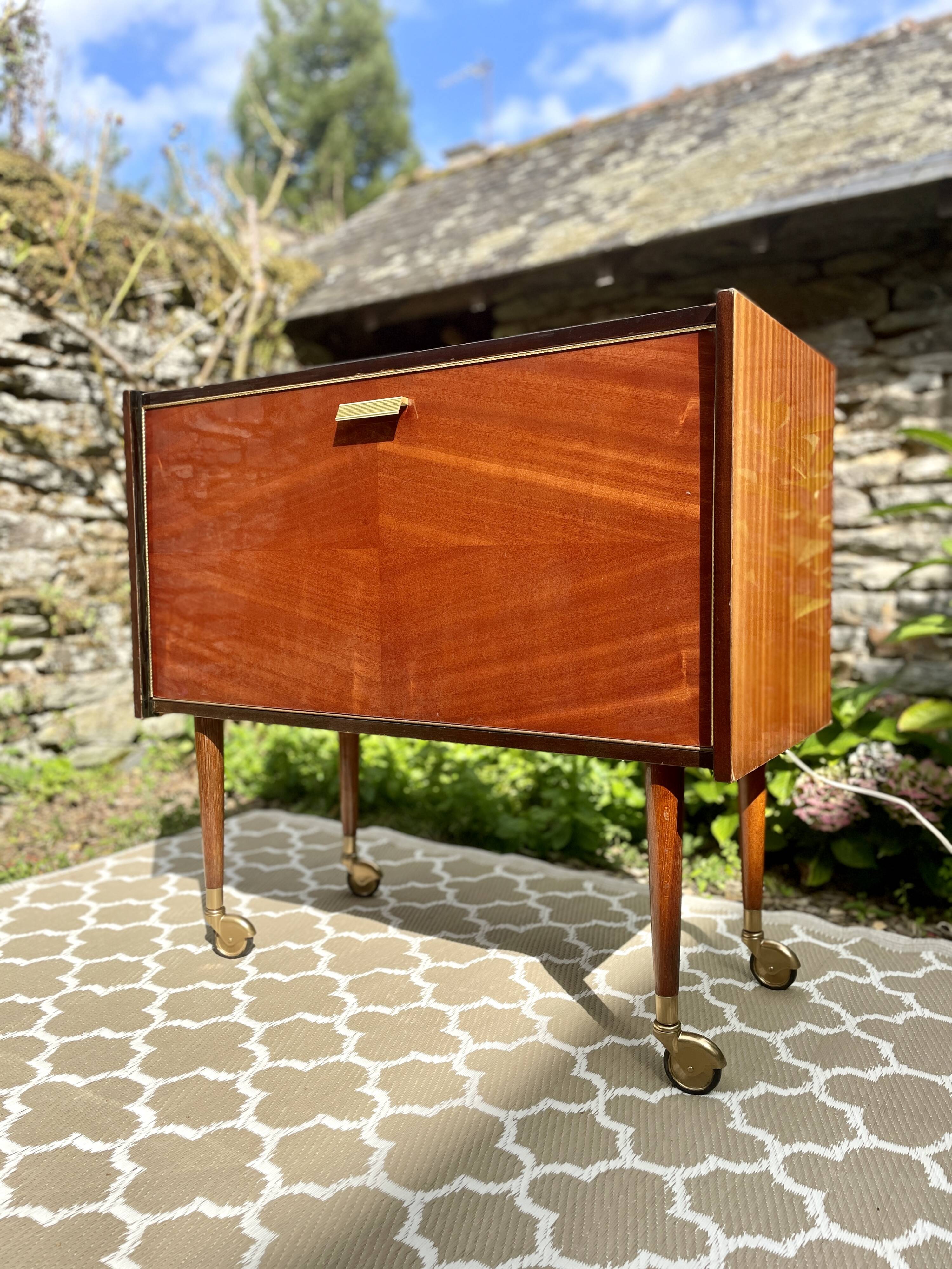 Bar cabinet on wheels