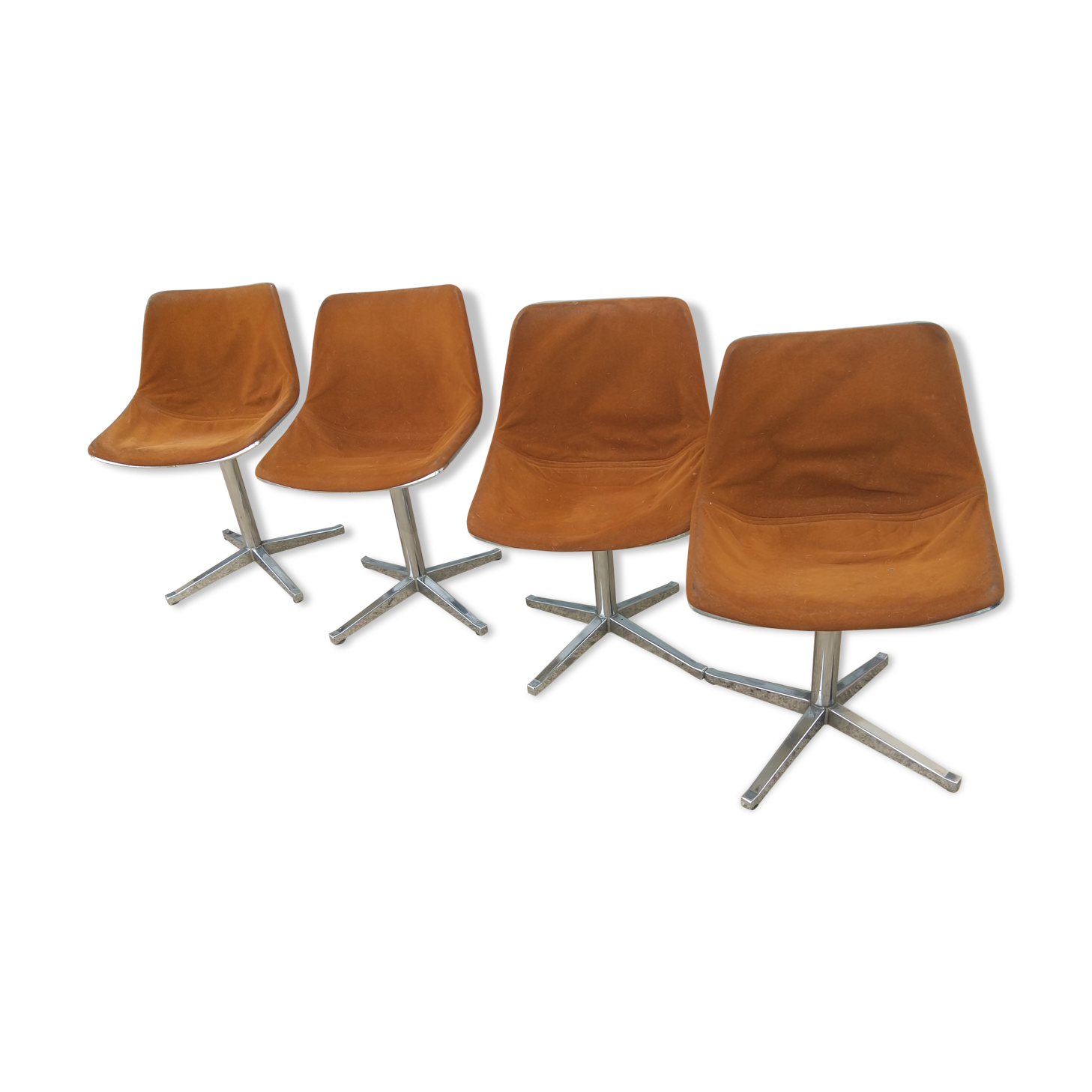 Set of 2 monohull and rotating chairs by Schweitzer for Lafargue S.A dated january 19