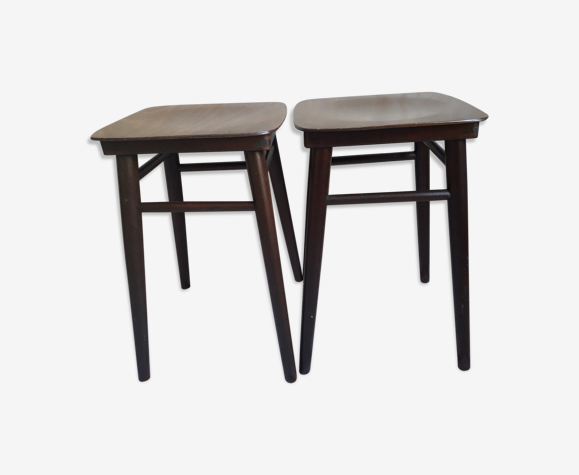 Paire de tabourets en bois vintage