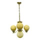 Art Deco Brass and Opaline Glass Chandelier, 1930s