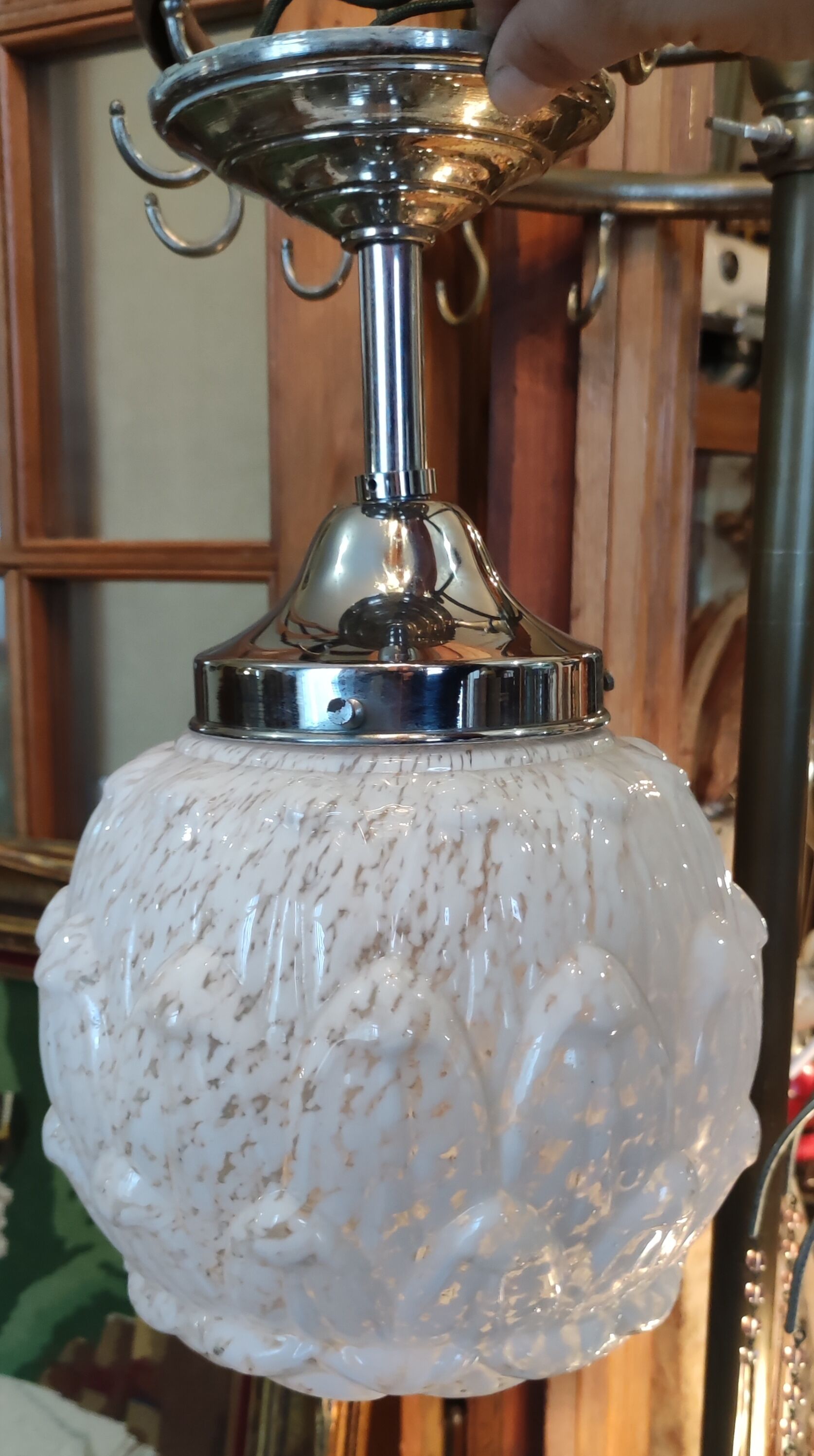 Old suspension globe glass of clichy