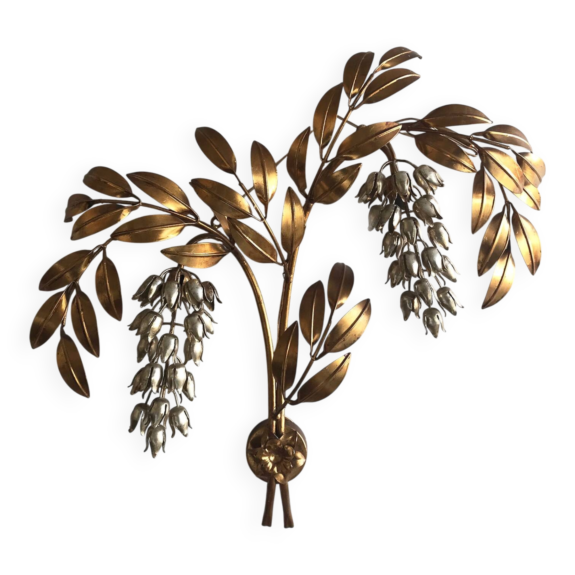 Hans Kögl flower wall light - gold and silver metal - 1970