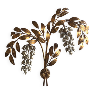 Hans Kögl flower wall light - gold and silver metal - 1970