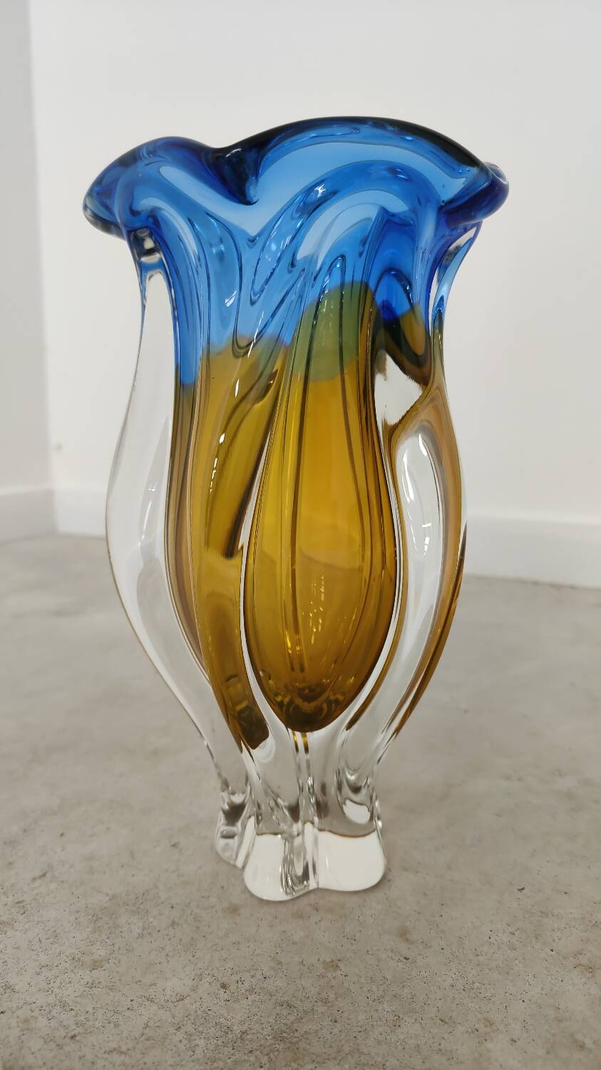 Organic vase by Josef Hospodka for Chribska Sklarna, Czechoslovakia, 1960