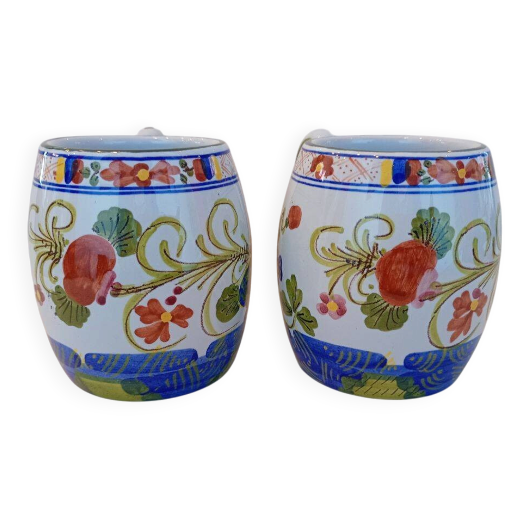 Hand Painted Blue Ceramic Mug Faenza Italy