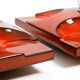 Three beautiful original 1970s Space Age red ceramic wall lamps