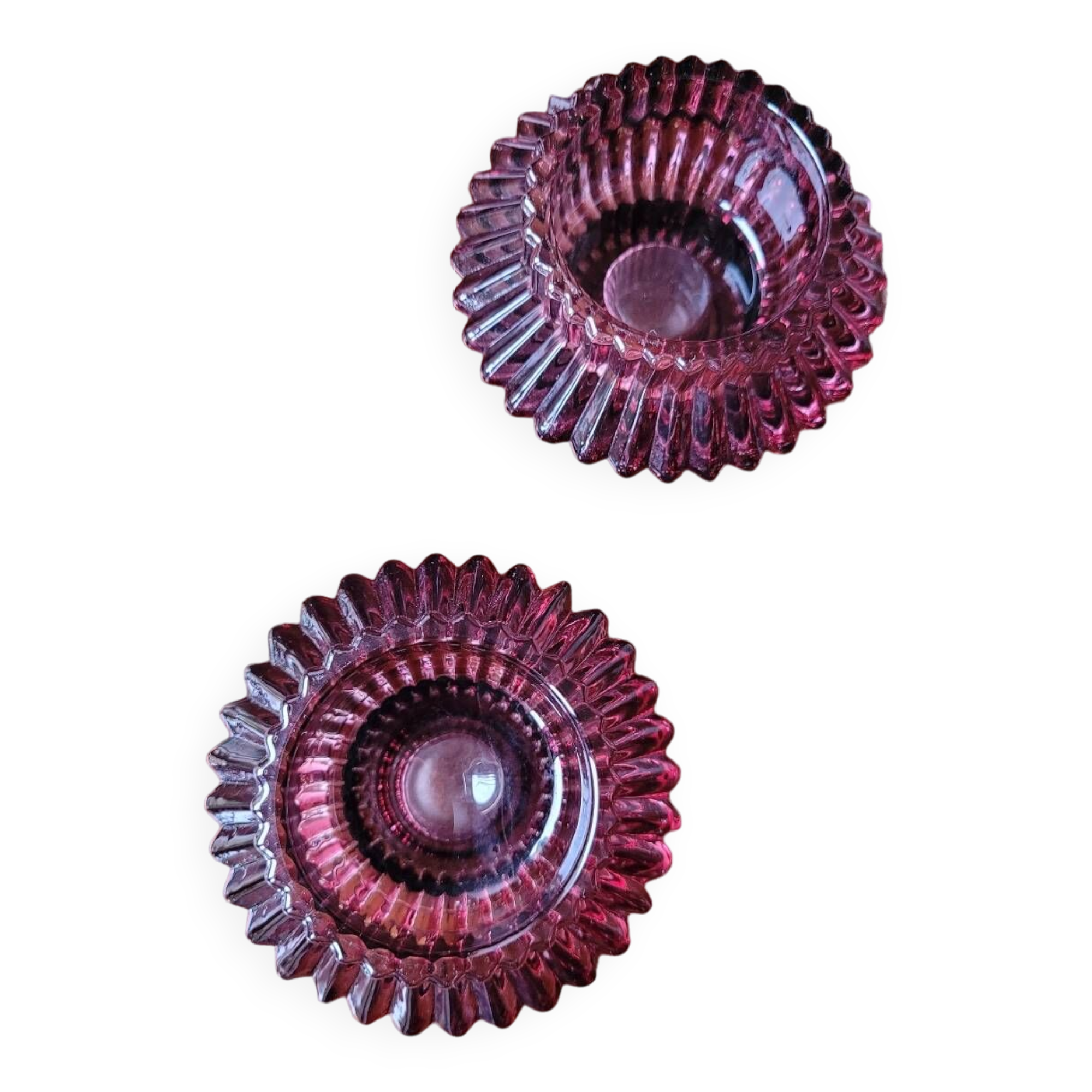 Lot de 2 bougeoirs en verre violet