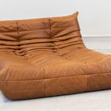 Togo chaise lounge in pine leather by Michel Ducaroy for Ligne Roset, 1974