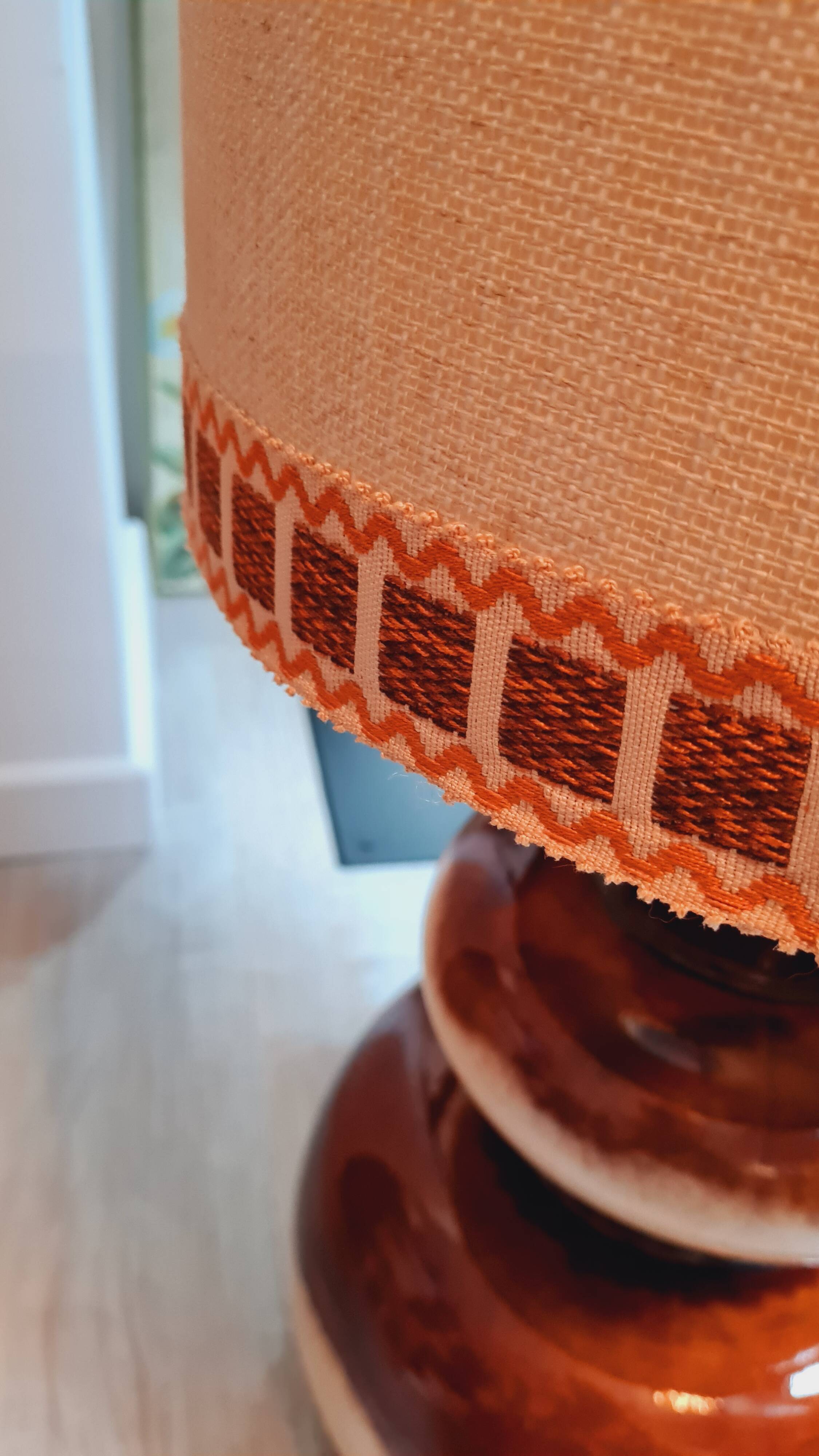 Vintage ceramic floor lamp with its lampshade