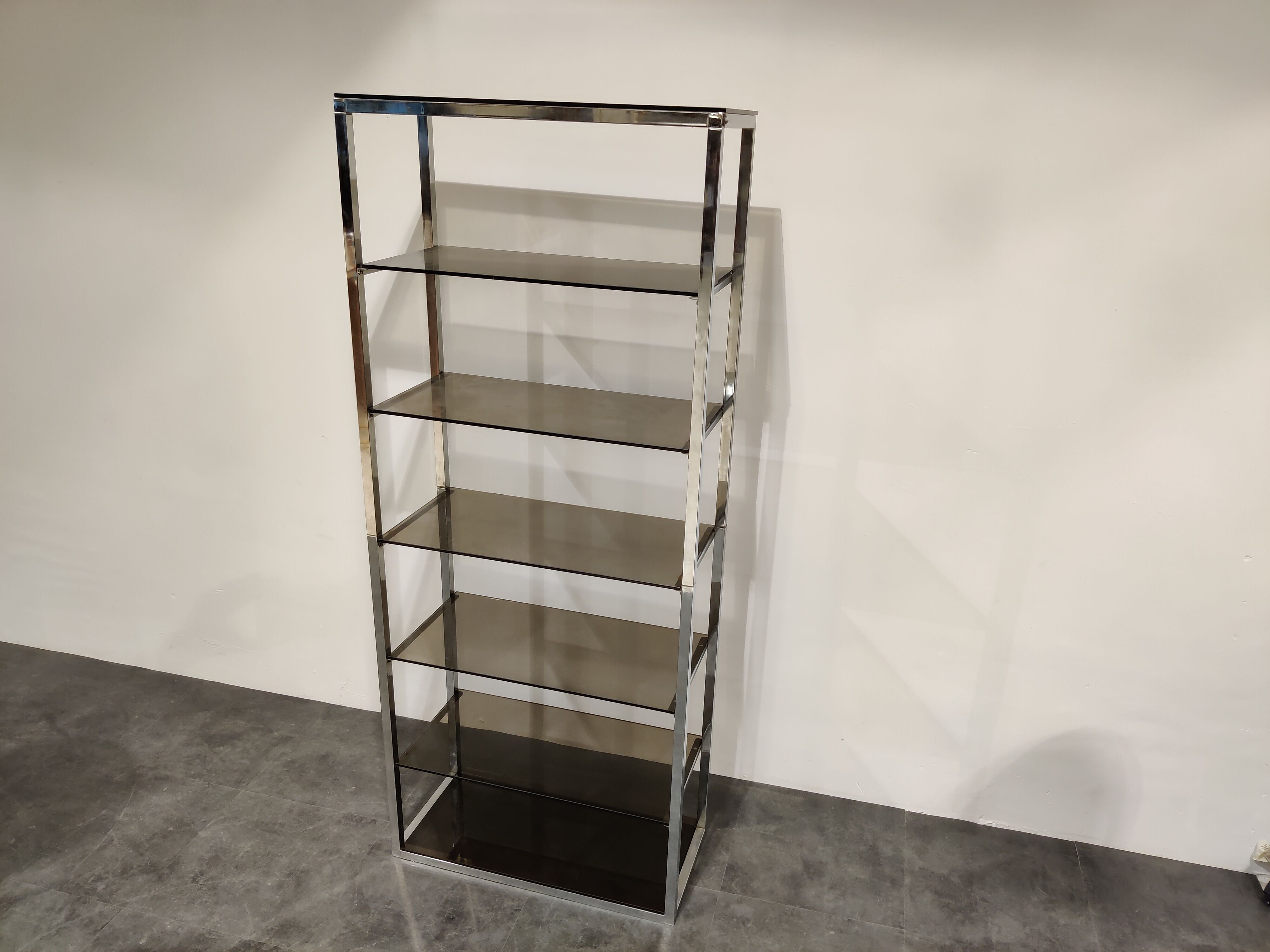 Vintage chrome bookcase, 1970