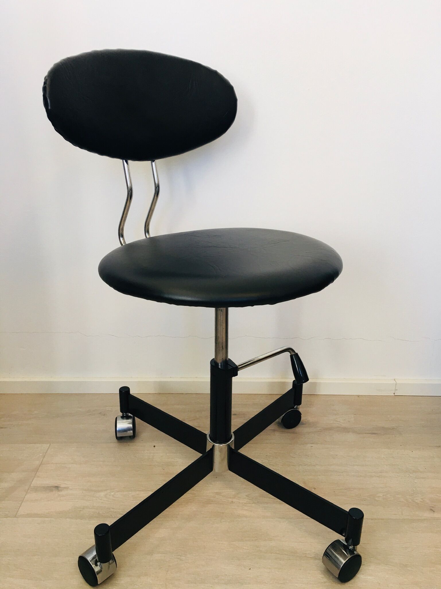 Black Leather Office chair, 1970s