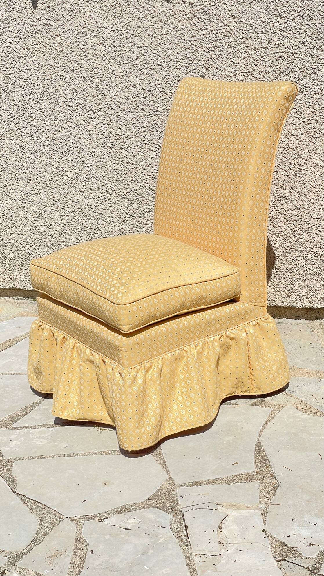 Vintage upholstered fabric toad armchair