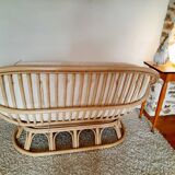 Vintage bohemian rattan canapé from the 60s and 70s.