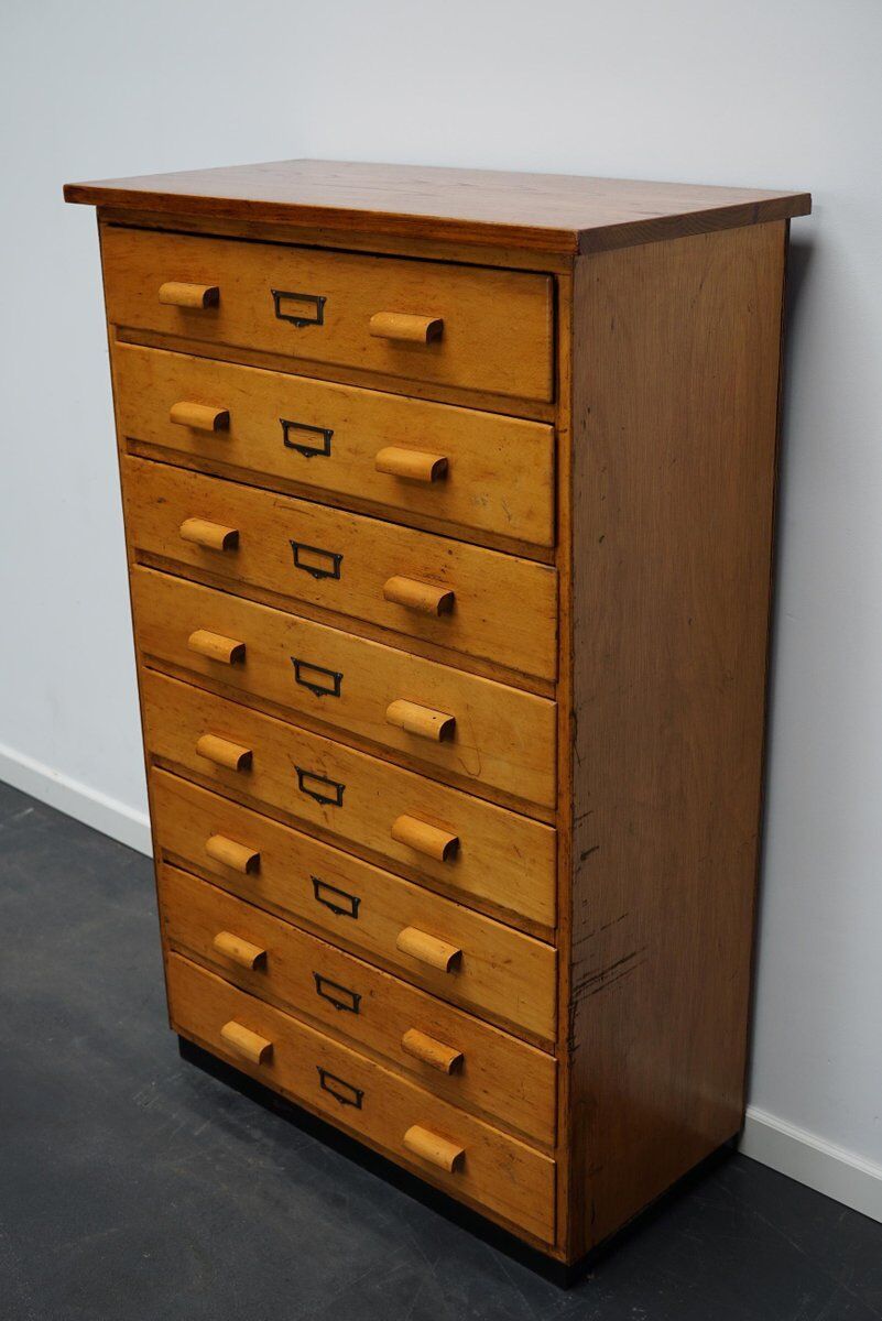 German beech industrial apothecary cabinet, mid-20th century