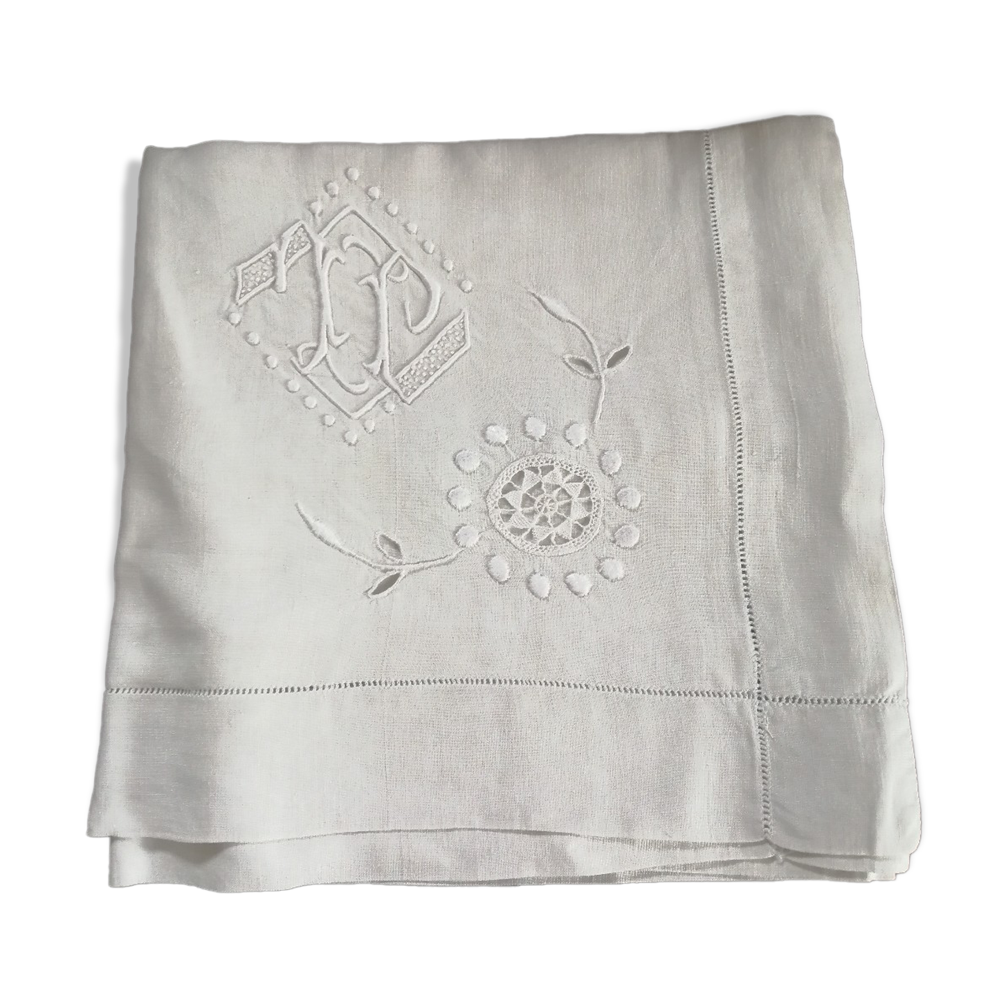 Linen pillowcase embroidered and monogrammed