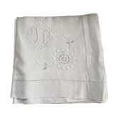 Taie en lin brodée et monogrammée