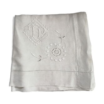 Linen pillowcase embroidered and monogrammed