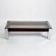 Vintage Italian coffee table with a smoked glass top and chrome structure.