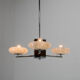 Art deco wood chrome and glass chandelier, 1940s, restored