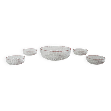 Ensemble de bols à salade en verre, design italien, années 1970, production : Italie