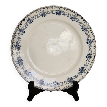 Antique flat plate, ironstone, Boulenger, Choisy-le-Roi "Parmentier"