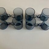 Set of 8 glasses Scandinavian cups Denby-Milnor mid century modern ice blue