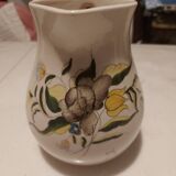 Moustiers style floral motif earthenware pitcher signed