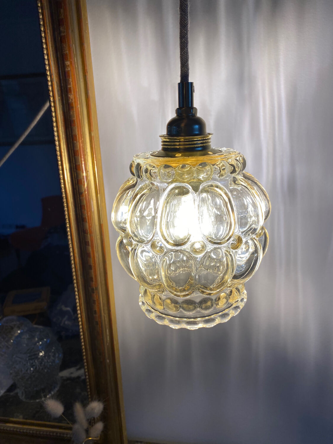 Walker with vintage amber glass globe