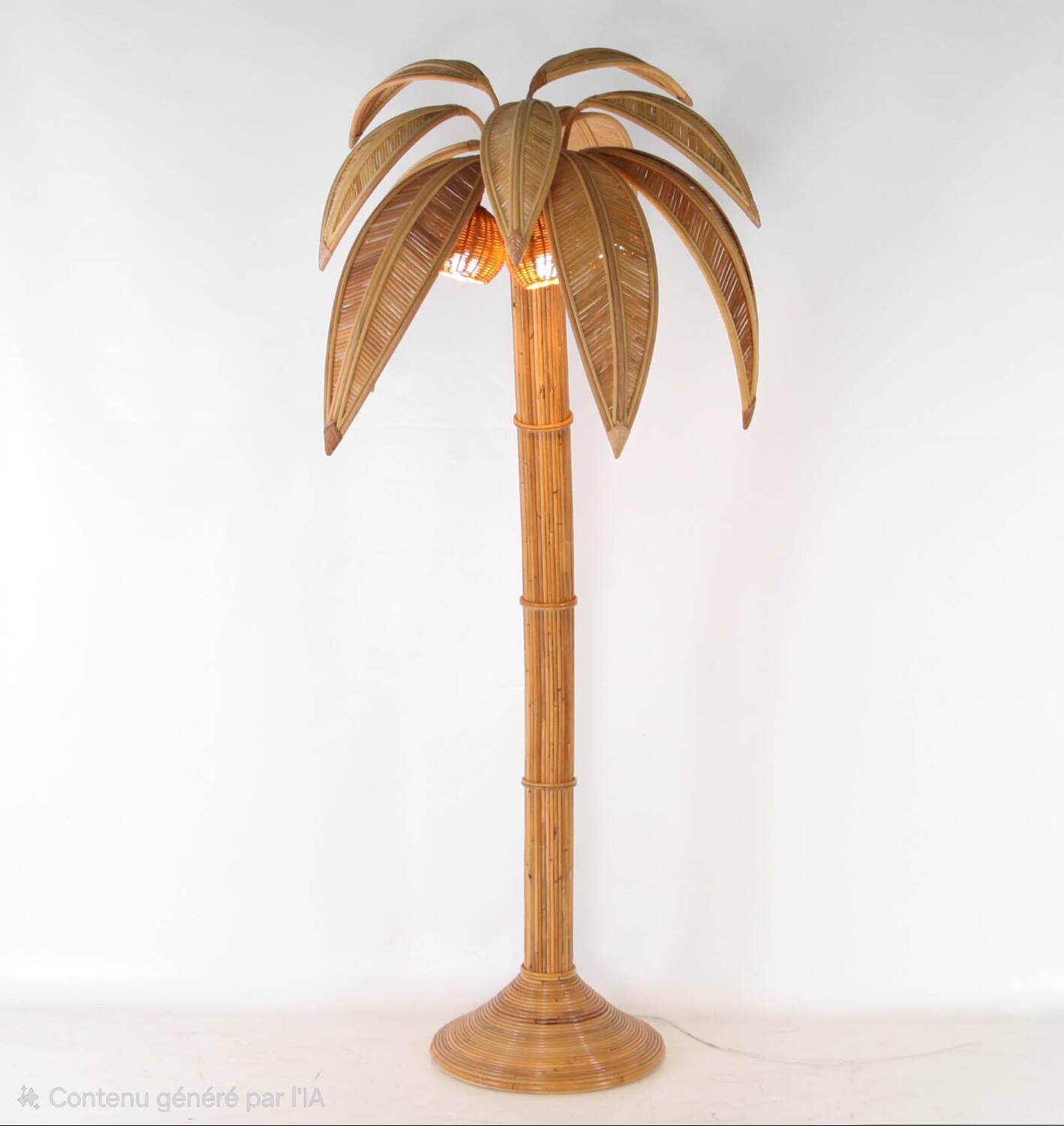"Palm/coconut tree" floor lamp in rattan