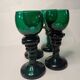 Antique Green Glass Tall Roemer Set of 4