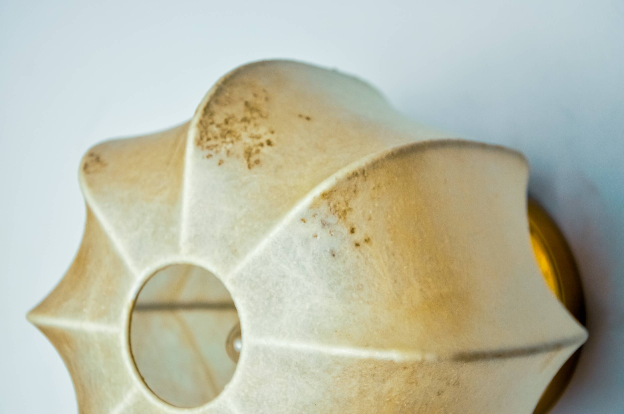 Pair of “cocoon” wall lights, resin and pine, italy, 1970