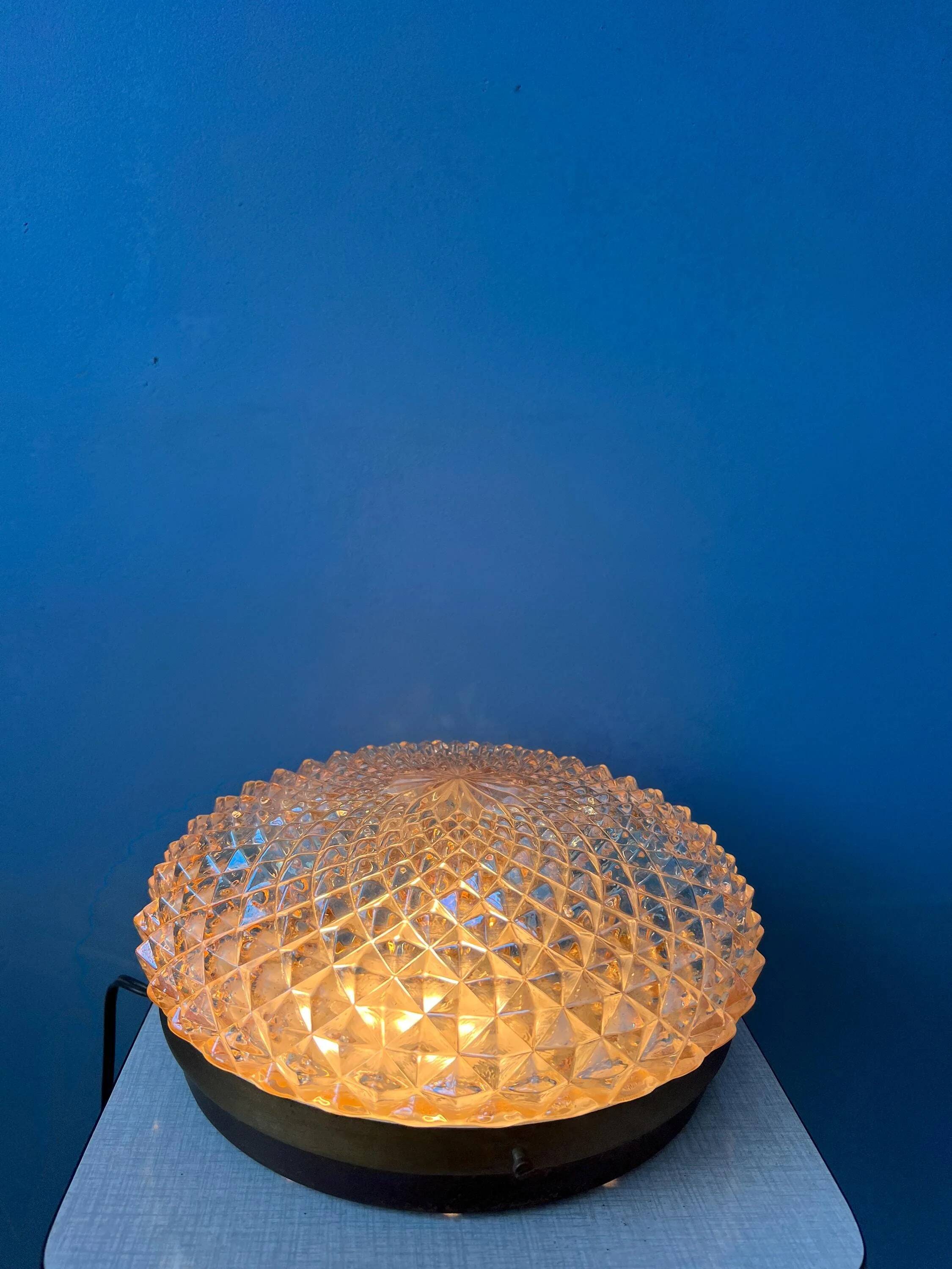 Plafonnier encastré Mid-Century en verre cristal