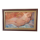 Peinture à l'huile vintage représentant une femme nue allongée du XXe siècle