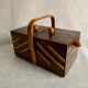 Panier à coudre en bois, années 1960