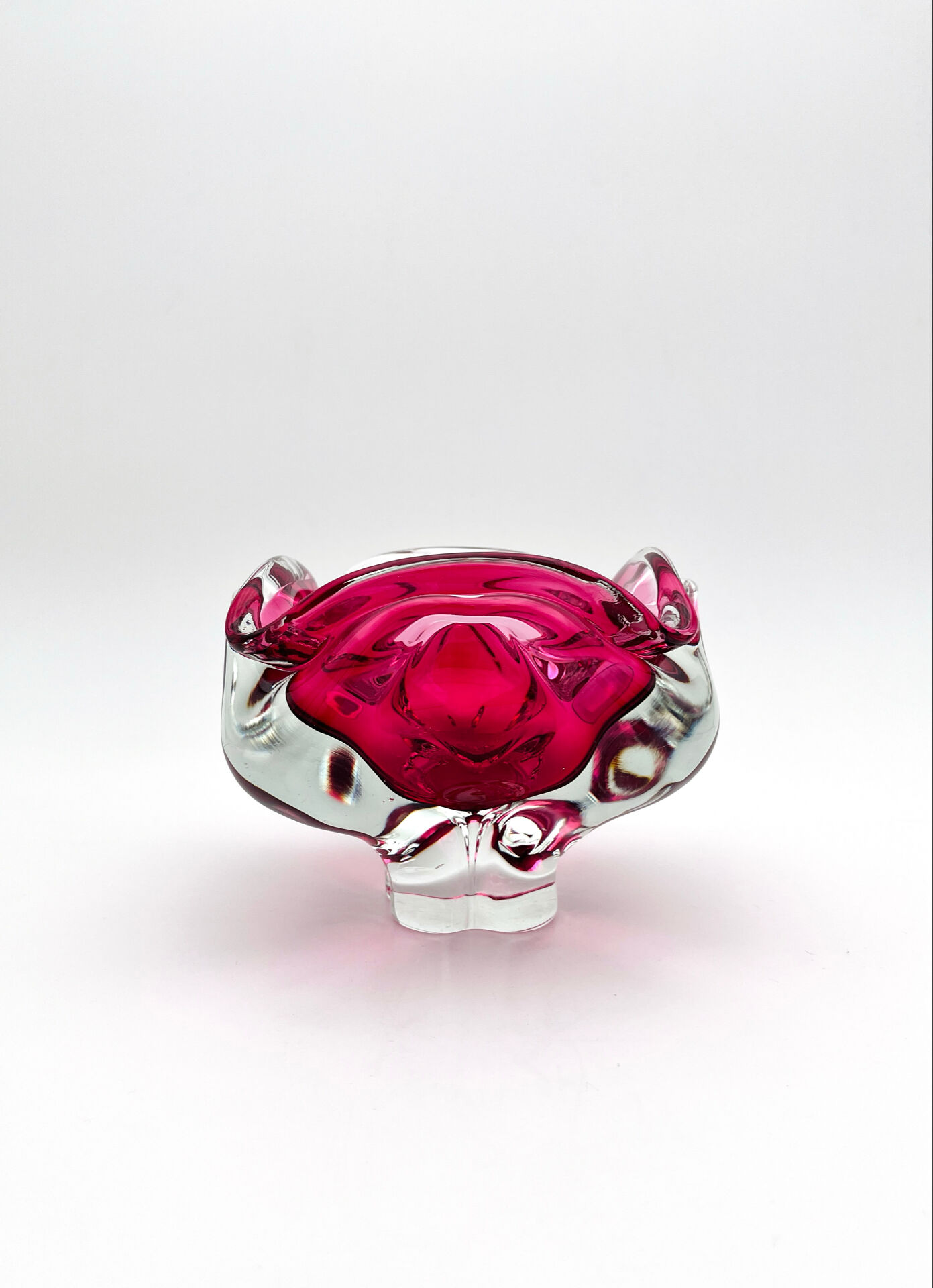 Bowl - Josef Hospodka - Sommerso Bohemian Crystal Pink