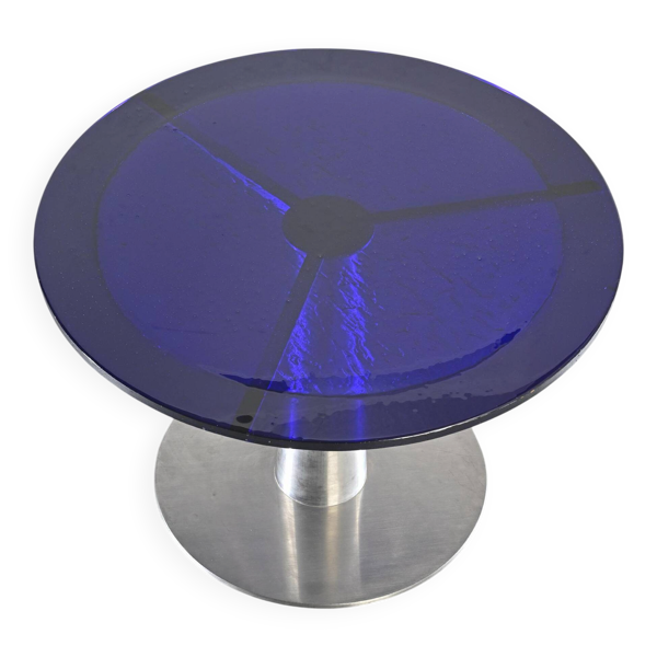 Table à manger en verre soufflé et acier par Perrin & Perrin, vers 1990.
