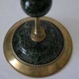 Brass and green marble candlestick