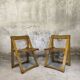 Pair of vintage folding wooden chairs by Aldo Jacober