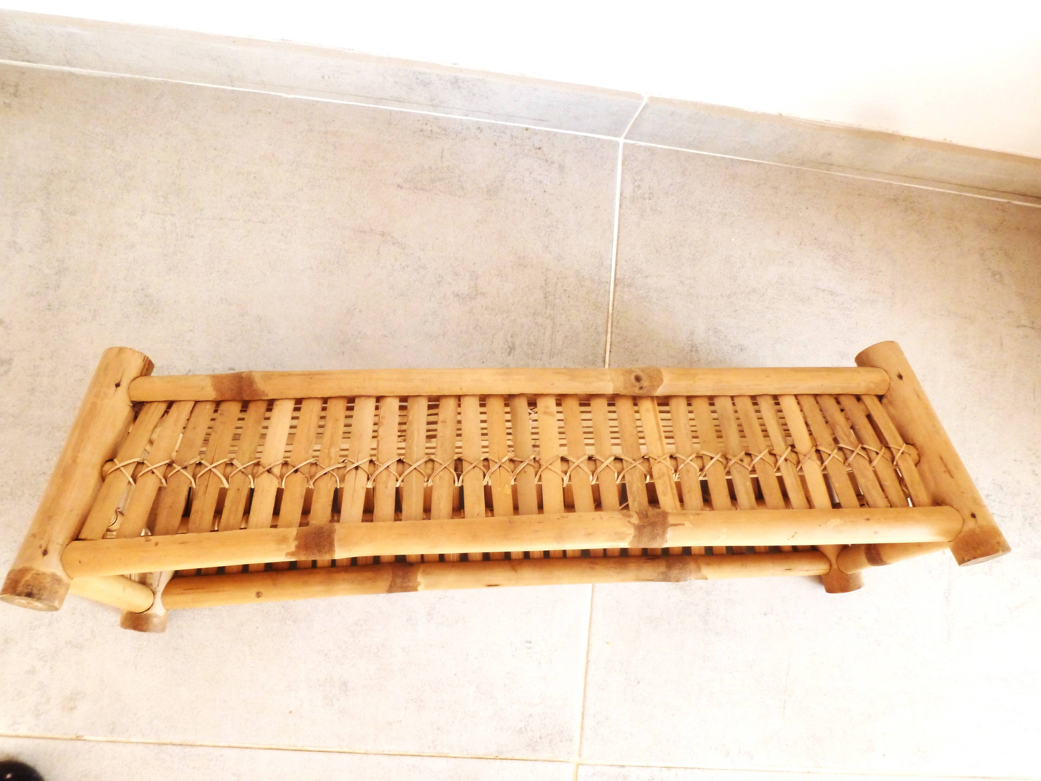 bamboo planter, bamboo and rattan plant pot, indoor planter.