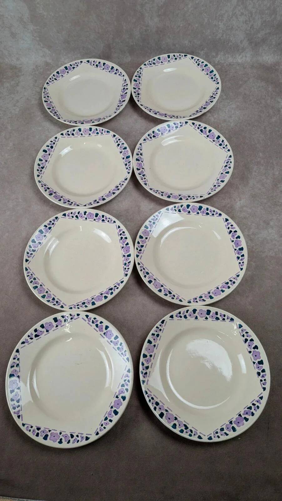 Set of 8 dessert plates Longchamp Terre de Fer model Cannes