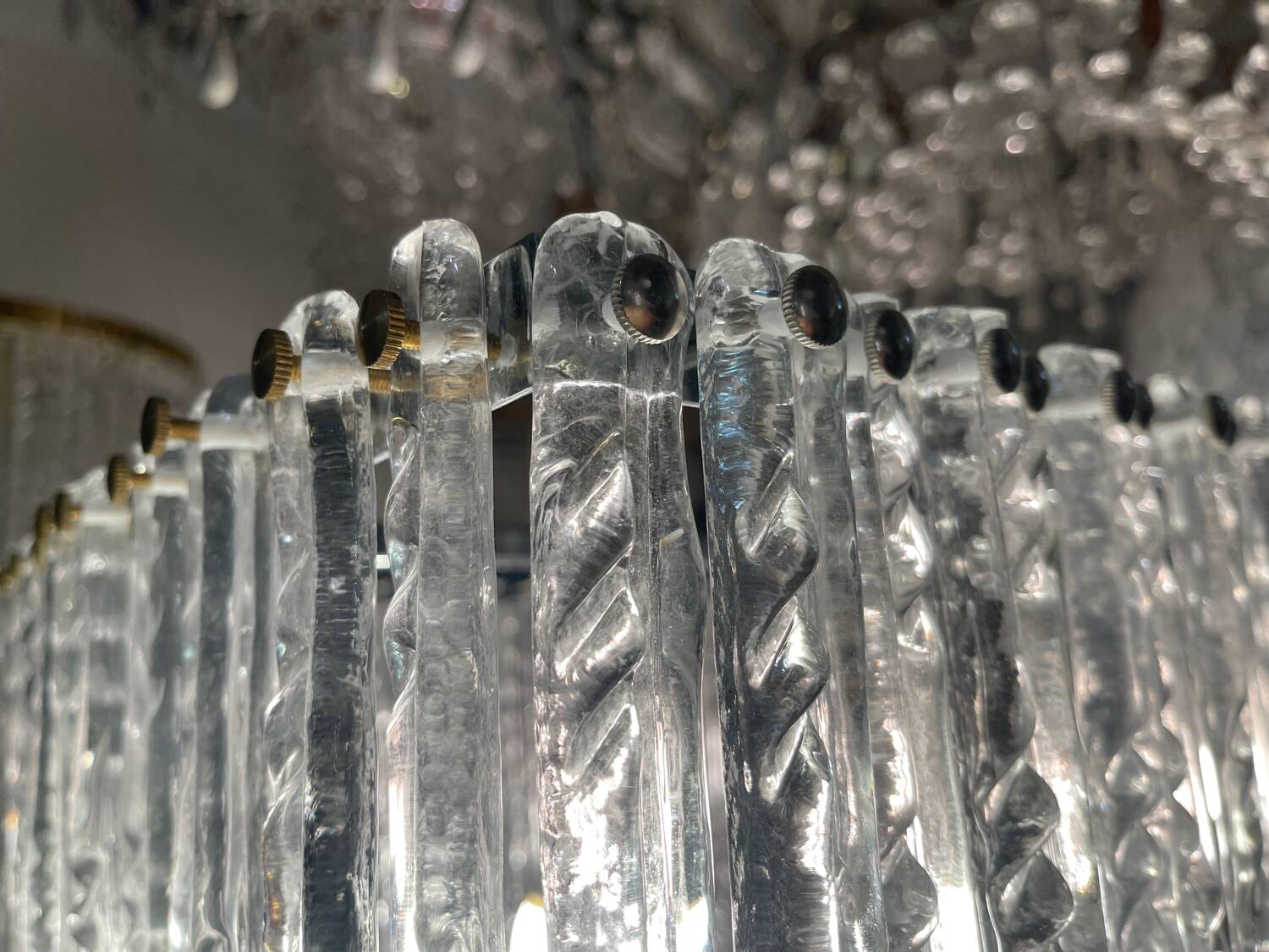 Large Rectangular Murano Glass Rod Chandelier 1980’s