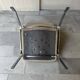 Fauteuil bas vintage chrome et tissu gris/beige