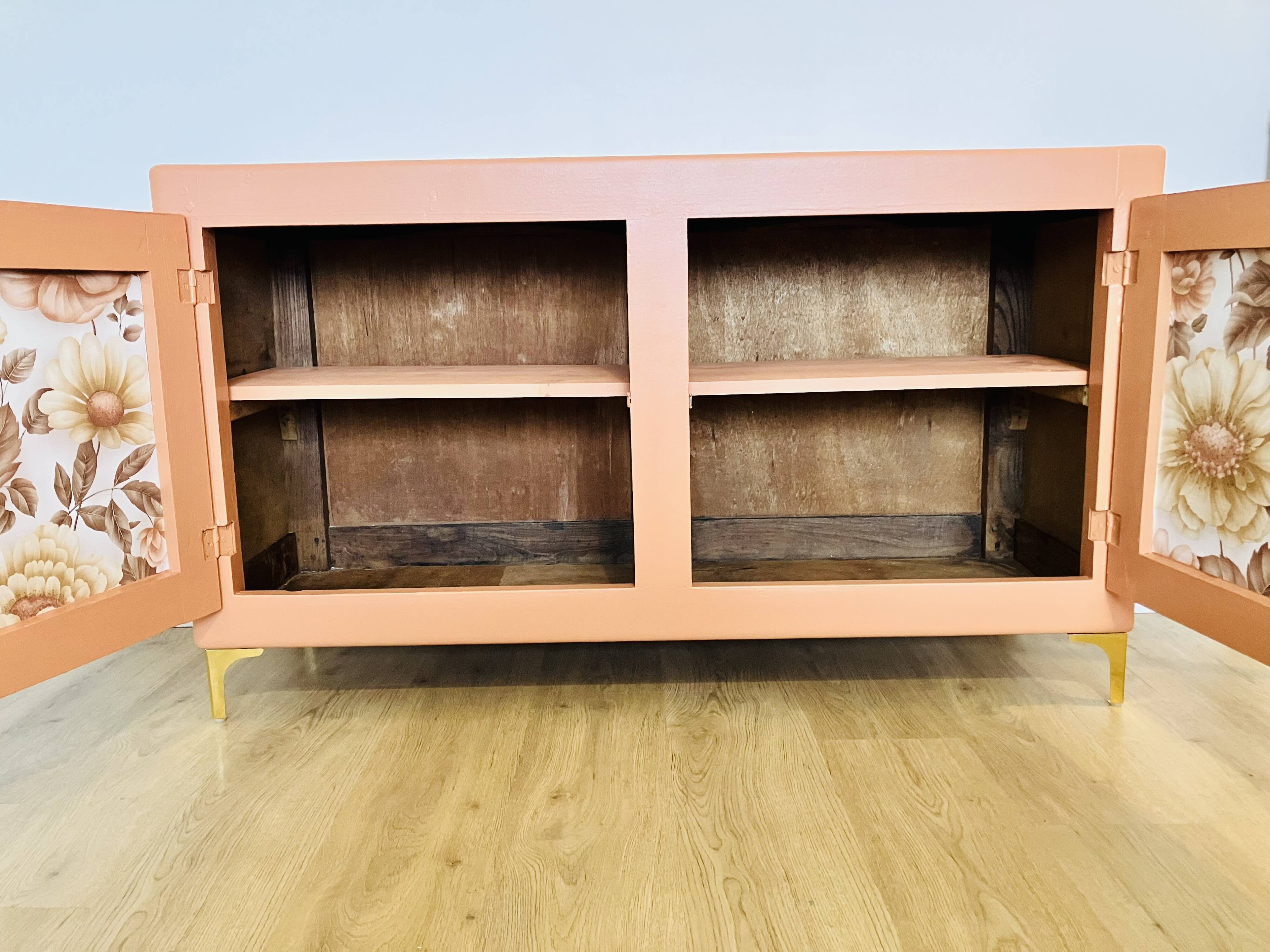 Terracotta painted wooden sideboard