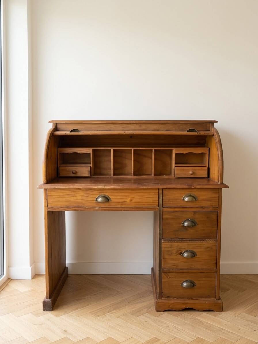 Bureau bois à rideau