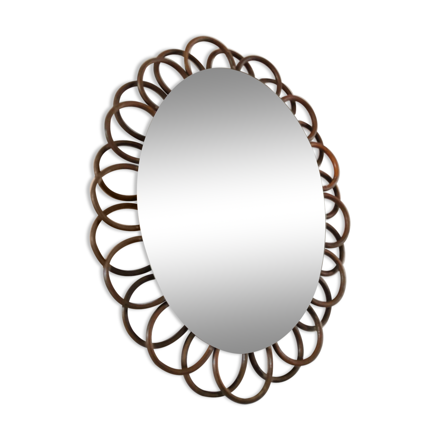 Vintage rattan mirror 60s