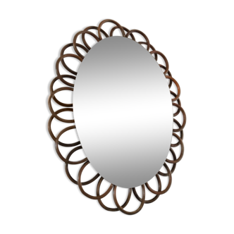 Vintage rattan mirror 60s