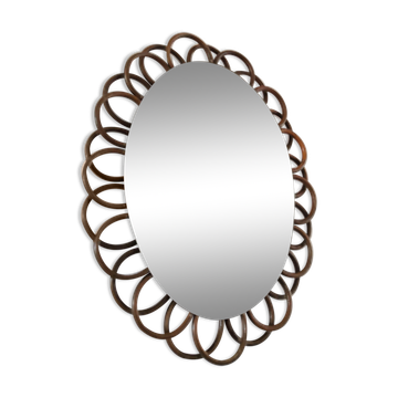 Vintage rattan mirror 60s