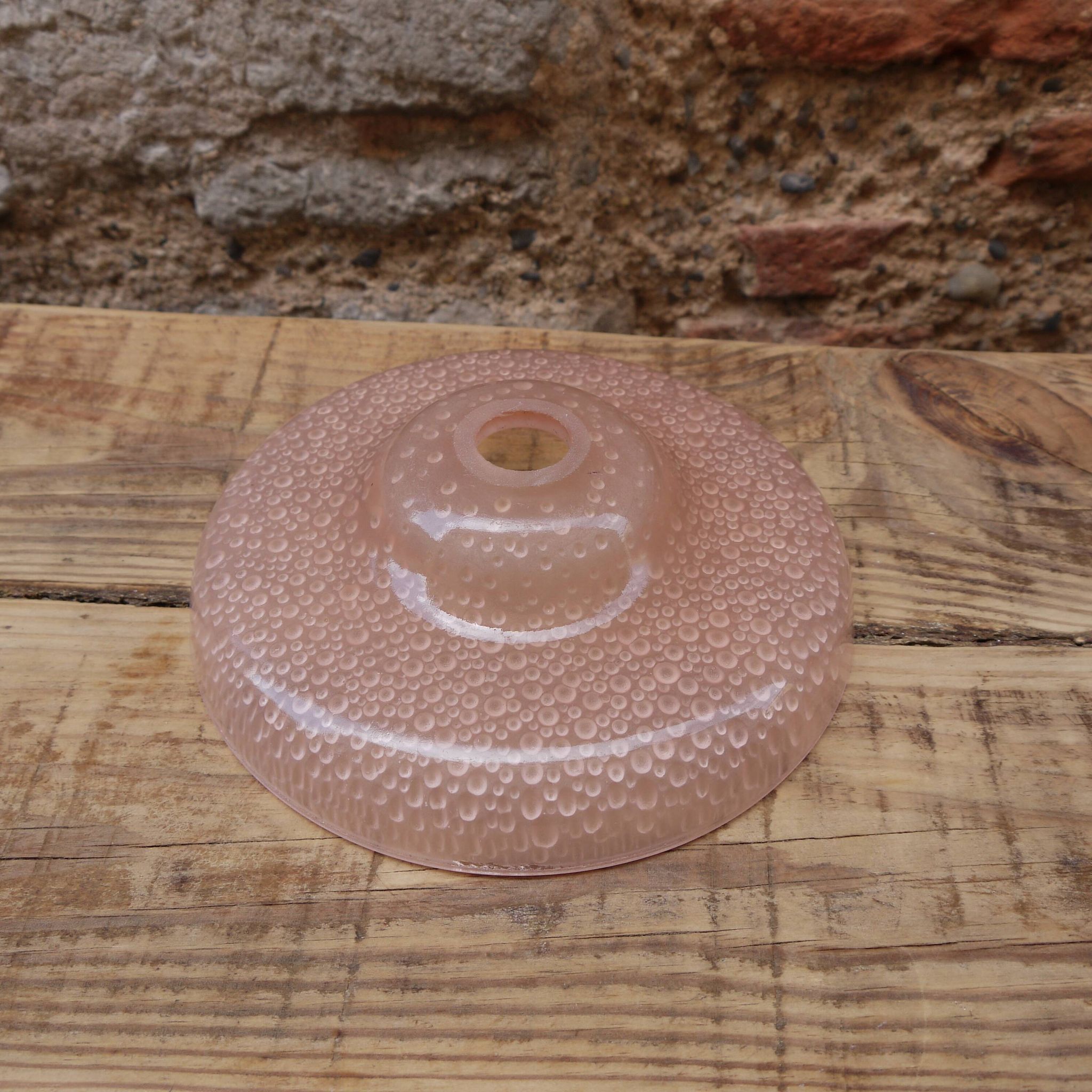 Abat-jour en verre rose bullé