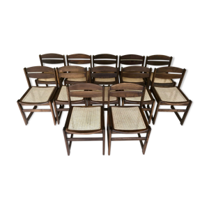 Ensemble de 12 chaises - manger noyer