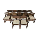 Dining chairs "sled" in walnut and cane